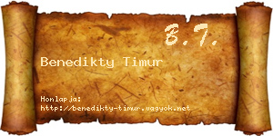 Benedikty Timur névjegykártya